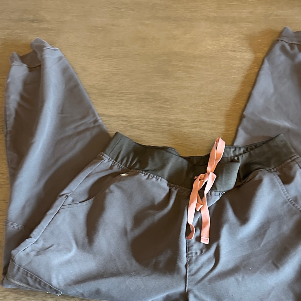 Figs Kids Gray Joggers with Pink Drawstring